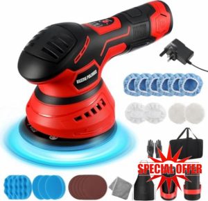GEARLEADER Cordless Car Buffer Polisher 2800-5500 RPM Electric Battery Polisher with 6 Variable Speed Portable Wireless Buffer Kit for Car Detailing/Waxing/Buffer/Polishing