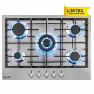 Baridi 70cm Gas Hob with 5 Burners