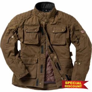 Black Bowland Wax Motorcycle Jacket CE Certified Class AA Unisex Water Repellent Textile Motorbike Bike Riding Armoured Protective Garme