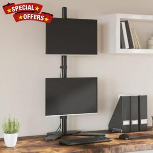 Tidyard Dual Screen Monitor Stand Computer Monitor Stand for Double Stacked Monitor Steel 75/100 mm
