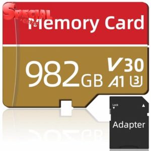 TF Card 982GB Large Capacity Kedpmaliya Memory Card Ultra HD Video Recordings Flash Memory Card with Adapter High Speed Mini TF Card ideal for Action Cams