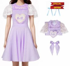 AIMLYF Adult Melanie Martinez Cosplay Costume K12 Purple Dress Suit Halloween Stage Outfit Dress Headwear Bow Tie Se