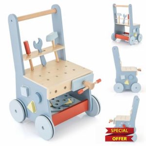 GYMAX Wooden Baby Walker