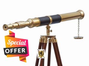 Floor Standing Telescope Brass Antique 39" Telescope with Wooden Tripod Stand Vintage Royal Navy Telescopic Home & Office Decor Collectible Telescope Gift Item
