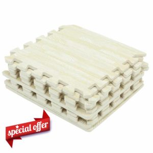 Anneome 10pcs Interlocking Baby Play Mat Wood Grain Foams Floor Pad Eva Flooring Tiles