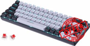 abucow 68-Key Mechanical Keyboard with Blue Backlight 60% Gaming Keyboard Gray-Black Keycaps - Red Switches for a Premium Typing and Gaming Experience on PC and Mac (Gray-Black Keyboard)
