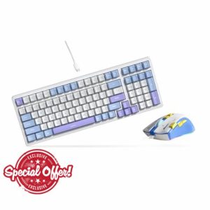 Qisan Gaming Keyboard and Mouse Combo Set Wired Mechanical Keyboard Blue Led Backlit Keyboard Brown Switch 100 Keys US Layout RGB Wired Gaming Mouse 7200DPI | keyboard And Mouse Set | Keyboard Wired