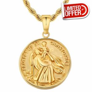 KRKC&CO 2.5mm St Christopher Necklace for Men