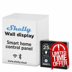Shelly Wall Display Black - Wi-Fi & Bluetooth Smart Home Control Panel with Integrated 5A Switch