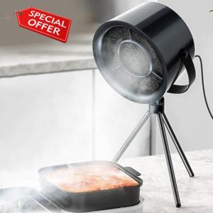 HEBEOT Desktop Cooker Hood Mini Household Portable Extractor Hood Small Kitchen Exhaust Fan For Home Kitchen BBQ 5V/2A(Black Gray)