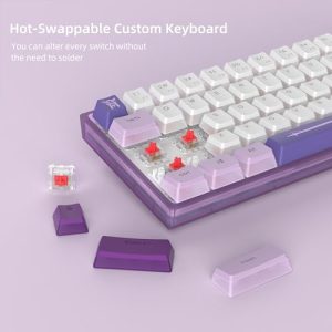 Purple RGB LED Gaming Keyboard Hot-Swappable with PBT Pudding Keys for Players/PC/Win - Red Linear Switch