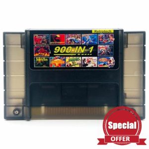 Retrotech Super 900 In 1 Cartridge For SNES Super Nintendo 16Bit Game Console - Clear Black