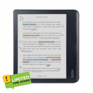 Kobo Libra Colour | eReader | 7” Glare-Free Colour E Ink Kaleido™ 3 Display | Dark Mode Option | Audiobooks | Waterproof | (Black)