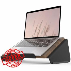 Fenge Laptop Stand Riser for Desk Ergonomic Computer Monitor Stand Wood+Metal Laptop Desk for Home Office