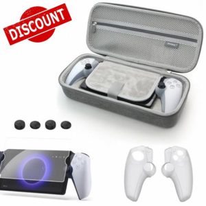 YUNMGALH Accessories for PS Portal Console Carrying Storage Case for PS5 Portal with Tempered Glass Screen Protector + Cover Case+ Thumb Grips