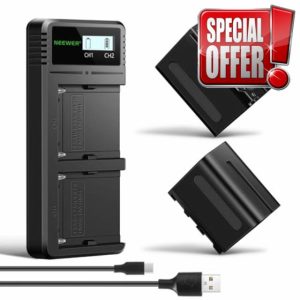 NEEWER NP-F970 2Pcs 7800mAh Replacement Batteries with LCD Fast Charger Dual USB