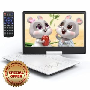 YOTON 16.9" Portable DVD Player 14.1" Large Screen 1280 * 800 LCD DVD Player 5000mAh Large Capacity Battery 5 Hours Long Playback Region Free TV Synchronised Playback (Blu-ray Not Supported/White)