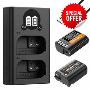 K&F Concept 2-Pack DMW-BLK22 Battery and Charger Set