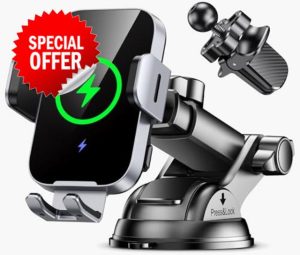 ISEYOU Car Phone Holder Wireless Charger Auto Clamping