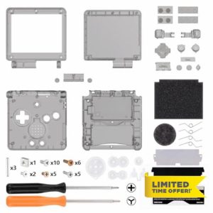 eXtremeRate IPS Ready Upgraded Clear Black Custom Replacement Housing Shell for Gameboy Advance SP GBA SP – Compatible with Both IPS & Standard LCD – Console & Screen NOT Included