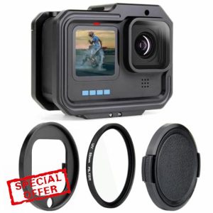 GEPULY Aluminum Frame Housing Case for Gopro 12 11 10 9 Black