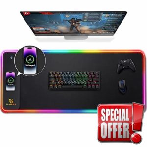 Gimars Upgrade RGB Mouse Pad with 15W Fast Wireless Charging