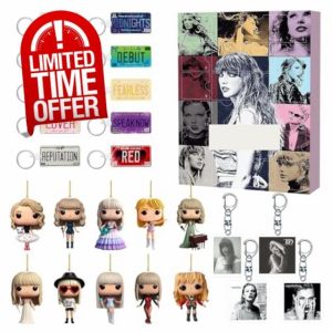 Pop Music Lover Advent Calendar 24 Gifts Countdown Calendar Halloween Christmas Acrylic Decoration Keychain or DIY Jewelry Bracelets Making Kit Gift Charm Beads (01-2-Grey