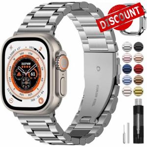 Fullmosa Metal Strap Compatible with Apple Watch Strap 49mm Stainless Steel Replacement Band Compatible with iWatch Series Ultra/Ultra 2 Strap