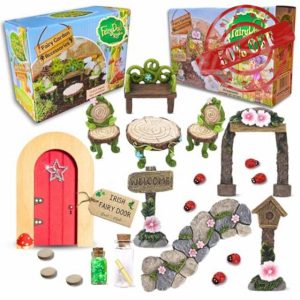 Fairy Garden Accessories Fairy Door Kit with Fairy Garden Ornaments Outdoor to Create an Enchanting Fairy Garden 22 Piece Fairy Garden Kits for Children Fairy Toys Suitable for Indoor and Outdoo