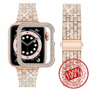 Wutwuk Compatible Bling Apple Watch 9 8 7 Straps 45mm with Bling Case