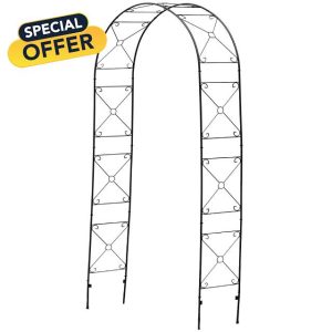 Gr8 Garden Decorative Cross Design Metal Heavy Duty Rose Arch Frame Archway Path Support for Climbing Tall Ivy Plant Flower Trellis