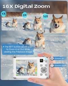 4K Autofocus Digital Camera with 32G Memory Card Front and Rear Dual Cameras