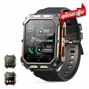 MIGOUFIT Smart watch military for men with call dials that can make calls and answer calls compatible for iOS Android