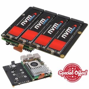 Geekworm X1011 PCIe to 4PCS M.2 Key-M NVMe SSD Peripheral Board for Raspberry Pi 5