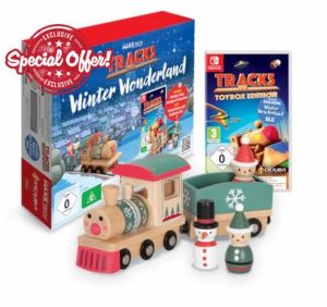 Maxx Tech Tracks Winter Wonderland Kit for Switch - includes 1x Wooden Train and Train carriage; Wooden Scenery characters & downloadable code for Tracks Toy Box Edition plus Winter Wonderland DLC