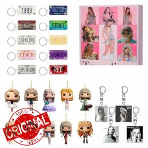 Pop Music Lover Advent Calendar 24 Gifts Countdown Calendar Halloween Christmas Acrylic Decoration Keychain or DIY Jewelry Bracelets Making Kit Gift Charm Beads (01-1-Pink