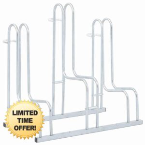 idaXL Galvanised Steel Bicycle Stand – Freestanding Indoor/Outdoor 3-Bike Rack