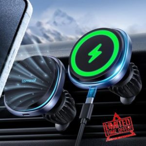 Lamicall 15W for MagSafe Car Mount Charger - [Upgraded Cooling Fan] Fast Charging Wireless Phone Holder for Car - Hands Free Magnetic Car Phone Holder Air Vent for iPhone 15 14 13 12 Series - Black