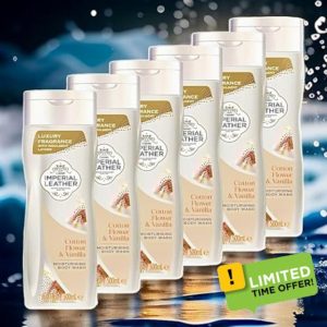 (6 x 500ml) Imperial Leather Cotton Flower & Vanilla Flavour Body Wash ~ By RRL ~