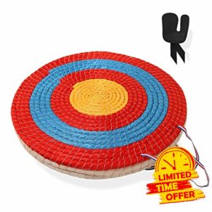 Venmark 50 cm Straw Archery Target - Traditional 3 Layer Handmade Archery Target for Bow and Arrow - Complete with Finger Tab