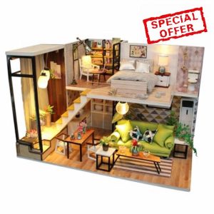 SICSHTOP DIY Miniature Dollhouse Kit-Duplex Cosy Cottage