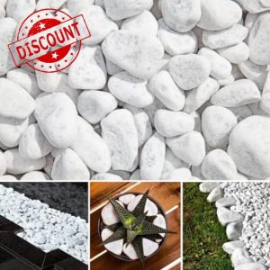 Carrara Decorative Natural Marble SNOW WHITE 20-40mm 20 kg Pure White Pebbles Stones Gravel Chippings Landscape Garden Home (20