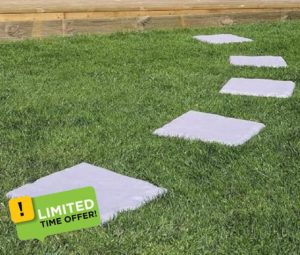 4 x Plastic Patio Stepping Stones – Easy To Install Lightweight Weatherproof Concrete Effect Anti-Slip Square Paving Slabs – Ideal for an Outdoor Garden Pathway or Patio