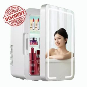 8/12 Liter Portable Beauty Makeup Skincare Fridge Portable Mirrored Beauty Fridge With LED Lighting For Makeup Storage