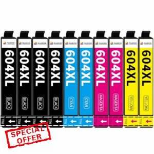 10-Pack 604XL Ink Cartridges Multipack Compatible with Epson 604XL Ink for Expression Home XP 2200 XP 2205 XP 3200 XP 3205 XP 4200 XP 4205 Workforce WF-2910DWF WF-2930DWF WF-2935DWF WF-2950DWF