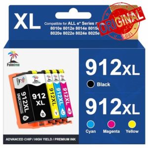 Palmtree Remanufactured 912XL Ink Cartridges Multipack Compatible for HP 912 Ink Cartridges 912 XL for HP Officejet Pro 8022e 8025e Ink 8024e 8024 8023 HP OfficeJet 8012e 8015e 8014e 8010 8010e 8012