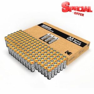 Kodak | AA Batteries | Double A | Disposable Household Alkaline | 1.5V | 100 Pack