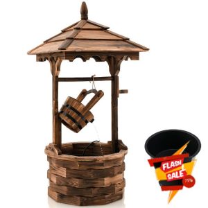 GiantexUK Wooden Garden Wishing Well