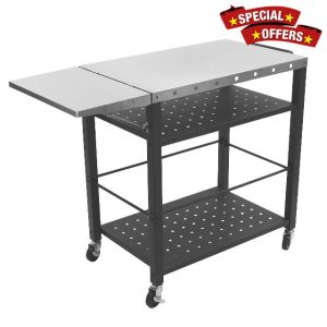 Grill Stand Grill Cart Outdoor Grill Dining Cart 4 tiers Barbecue trolley with Wheels for most portable barbecues Serving trolley for backyard garde