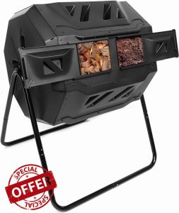 160L Composter Bin Dual Chamber Tumbler Organic Waste Compost Converter BIn Eco Friendly
